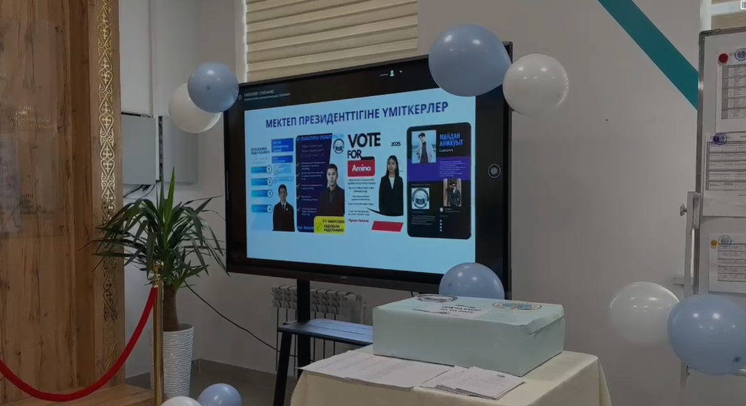 33-мектеп-лицейінде Мектеп Президентін сайлау сәтті өтті!   7–11 сынып оқушылары дауыс беріп, өз көшбасшысын таңдады! 🗳️  📊 Сайлау нәтижелері:  🥇 Дүйсенбек Абдулхафиз – 71 дауыс (33.8%)   🥈 Майдан Аймауыт – 41 дауыс (19.5%)   🥉 Абдували Абдулха