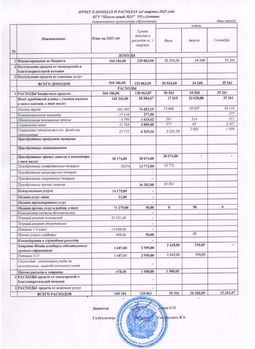 Кіріс және шығыс есебі 2025